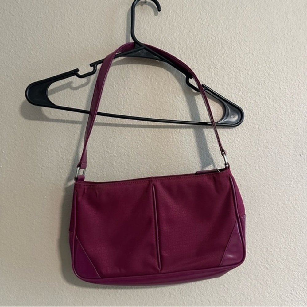 DKNY Burgundy Canvas Shoulder Bag